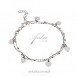 Silver double bracelet with hearts