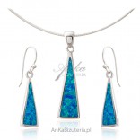 Silver set with blue opal