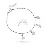 Silver bracelet with hearts and stars