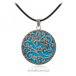 Silver pendant with marcasites on a blue jewelry stone