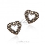 Silver earrings with marcasite HEARTS