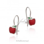 Silver earrings CHERRY with red enamel