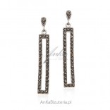 Silver earrings with marcasites long