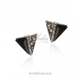 Silver earrings with marcasites and black onyxes
