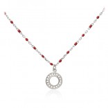 Silver necklace with red enamel CIRCLE