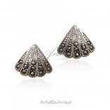 Silver earrings with MUSZELKA marcasites