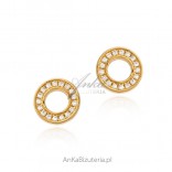 Gold-plated silver earrings with micro zircons and BANDS