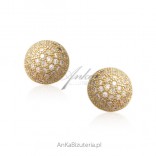 Gold-plated silver earrings with micro-zircons and BALLS