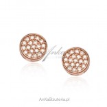 Silver gold-plated gold earrings with white zircons