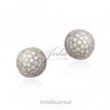 Silver earrings with micro zircons and BALLS