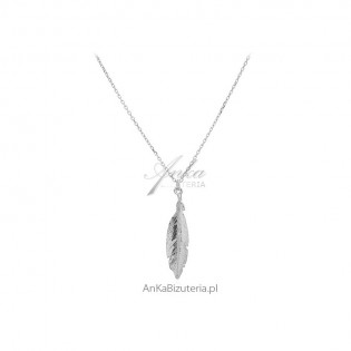  Modna biżuteria srebrna  - Naszyjnik piórko  42 cm Modna biżuteria srebrna