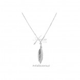 Trendy silver jewelry - feather necklace 42 cm Trendy silver jewelry