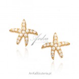 Gold-plated silver earrings with zircons and STARS