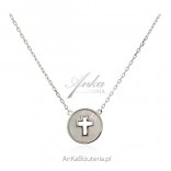 Silver necklace with mother of pearl CROSS