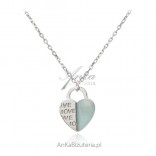 Silver necklace with mint HEART HEART from LOVE