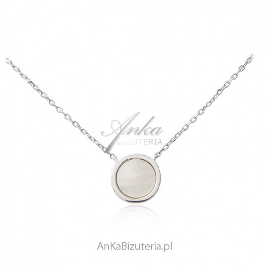 Naszyjnik srebrny z białą masą perłową