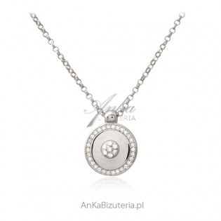 Srebrny naszyjnik satynowany  z mikrocyrkoniamii - Piękna biżuteria włoska