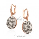Silver gold-plated earrings with pink zircons
