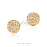 Gold-plated silver earrings with white zircons