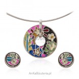 A set of silver enamelled jewelry