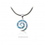 Silver pendant with blue opal SNAIL - medium