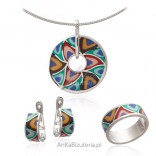 A set of silver enamelled jewelry