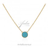 Gold-plated silver necklace with turquoise mother of pearl