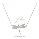 Silver dragonfly necklace satin