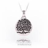 Silver round pendant. TREE OF HAPPINESS