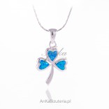 Silver pendant with blue opal CLOVER