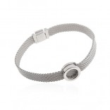 Silver modular mesh bracelet for charms with circles