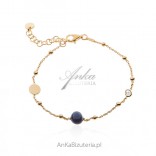 Gold-plated silver bracelet with lapis lazuli