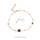 Gold-plated silver jewelry - silver bracelet with black onyxes