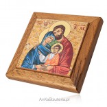 The graphics on the ceramic plate SAINT FAMILY - made in Assisi - 13 cm / 13 cm