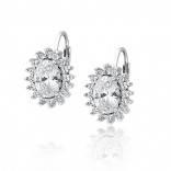Silver earrings with white zircons on the English clasp - wedding jewelry