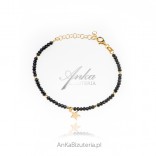 Gold-plated silver bracelet with black spinels and star