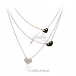 Triple necklace with cascade hearts