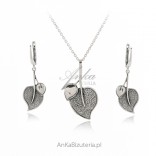 A set of oxidized silver jewelry LEAVES
