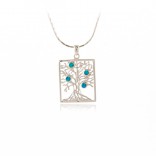 Silver pendant TREE OF HAPPINESS with blue opal
