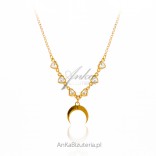 Silver plated gold MOON necklace with hearts in zircons