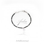 Silver bracelet with black spinels and circles