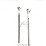 Silver earrings hanging chains - long silver earrings