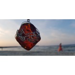 Beautiful silver pendant with amber - artistic jewelry worth sin