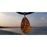 Silver pendant with GAJA amber