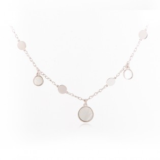 Naszyjnik srebrny  kółeczka z białą masą perłową