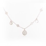 Silver circles necklace with white mother of pearl