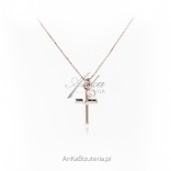 Lovely silver necklace with a cross and a tiny zircon