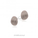 Silver earrings satin oval circles ARTISTIC JEWELRY