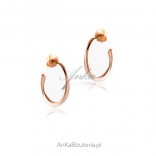 Silver earrings gold-plated with pink gold and white enamel