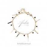 Gold-plated silver bracelet with black zircons